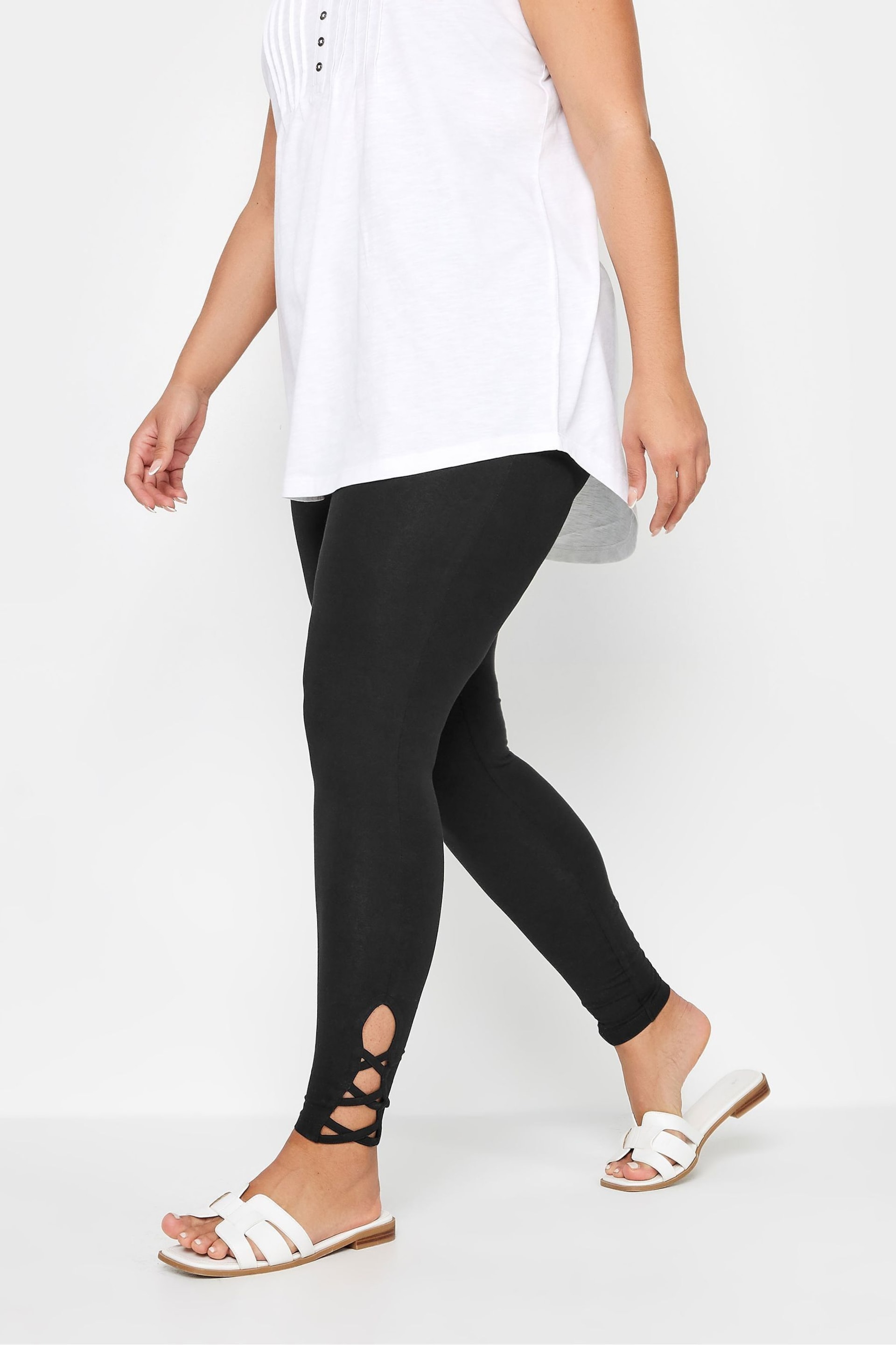 Yours Curve Black Cut Out Leggings - Image 1 of 5