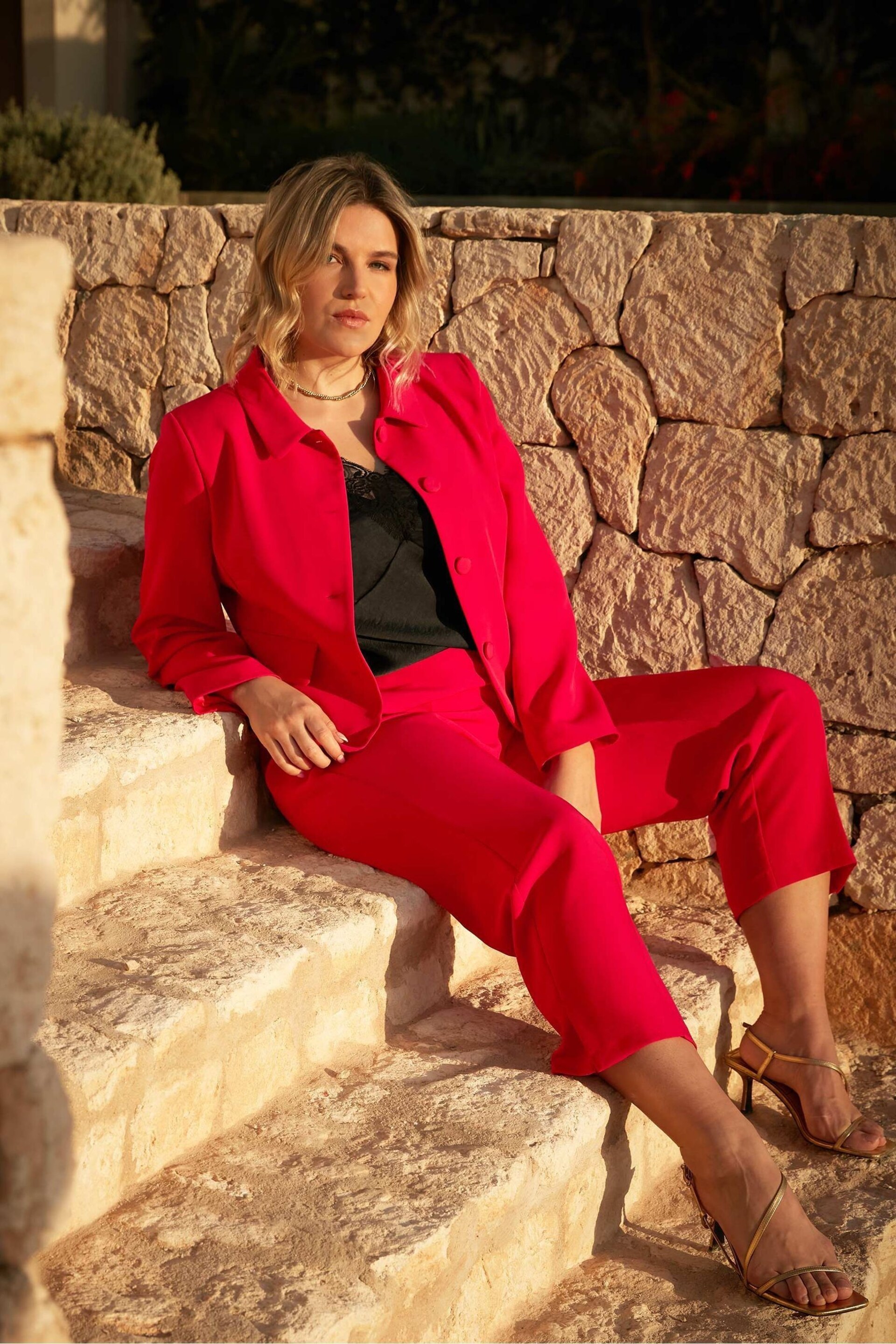 Live Unlimited Red Curve Tailored Side Split Trousers - Image 2 of 5