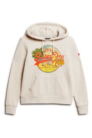 SUPERDRY Cream SUPERDRY LA Vintage Logo Graphic Hoodie - Image 5 of 6