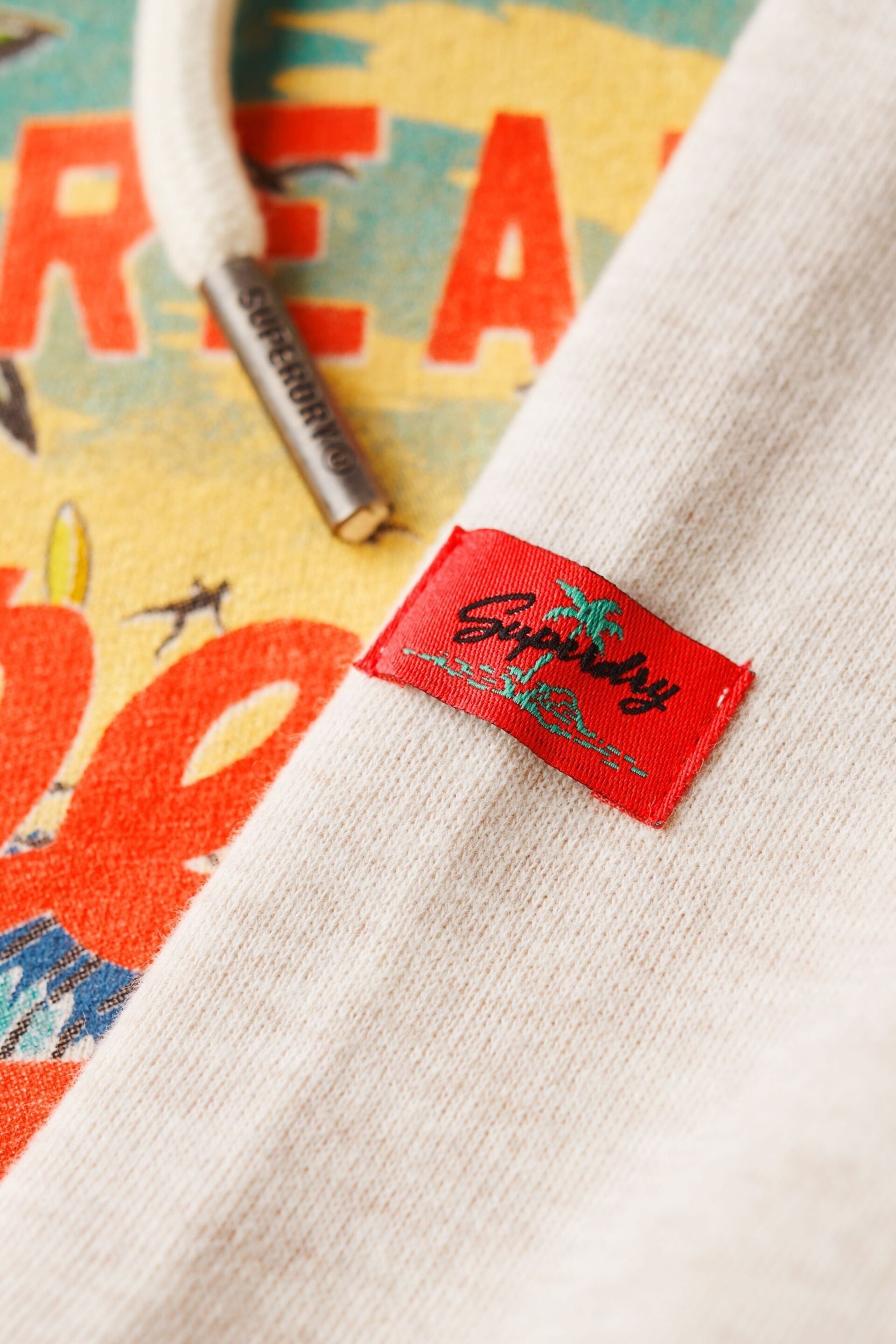 SUPERDRY Cream SUPERDRY LA Vintage Logo Graphic Hoodie - Image 6 of 6