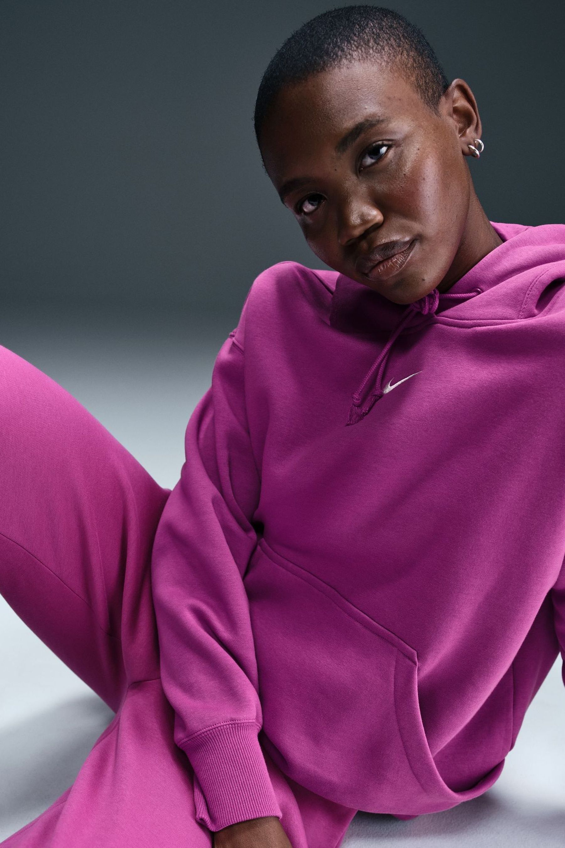 Buy Nike Light Purple Sportswear Phoenix Fleece Oversized Mini Swoosh Pullover Hoodie from Next Austria