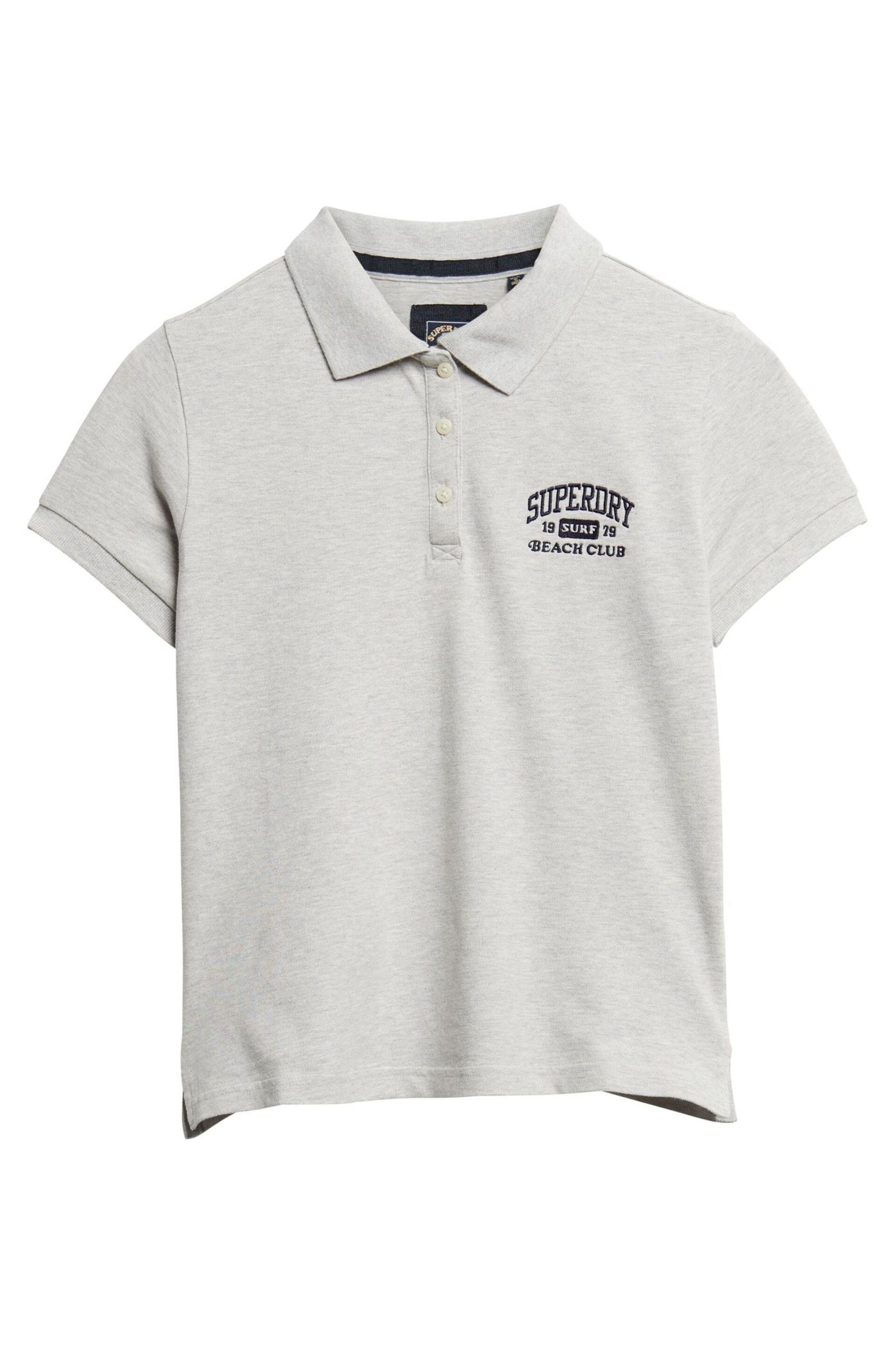 SUPERDRY Grey SUPERDRY 90s Fitted Polo Shirt - Image 4 of 6