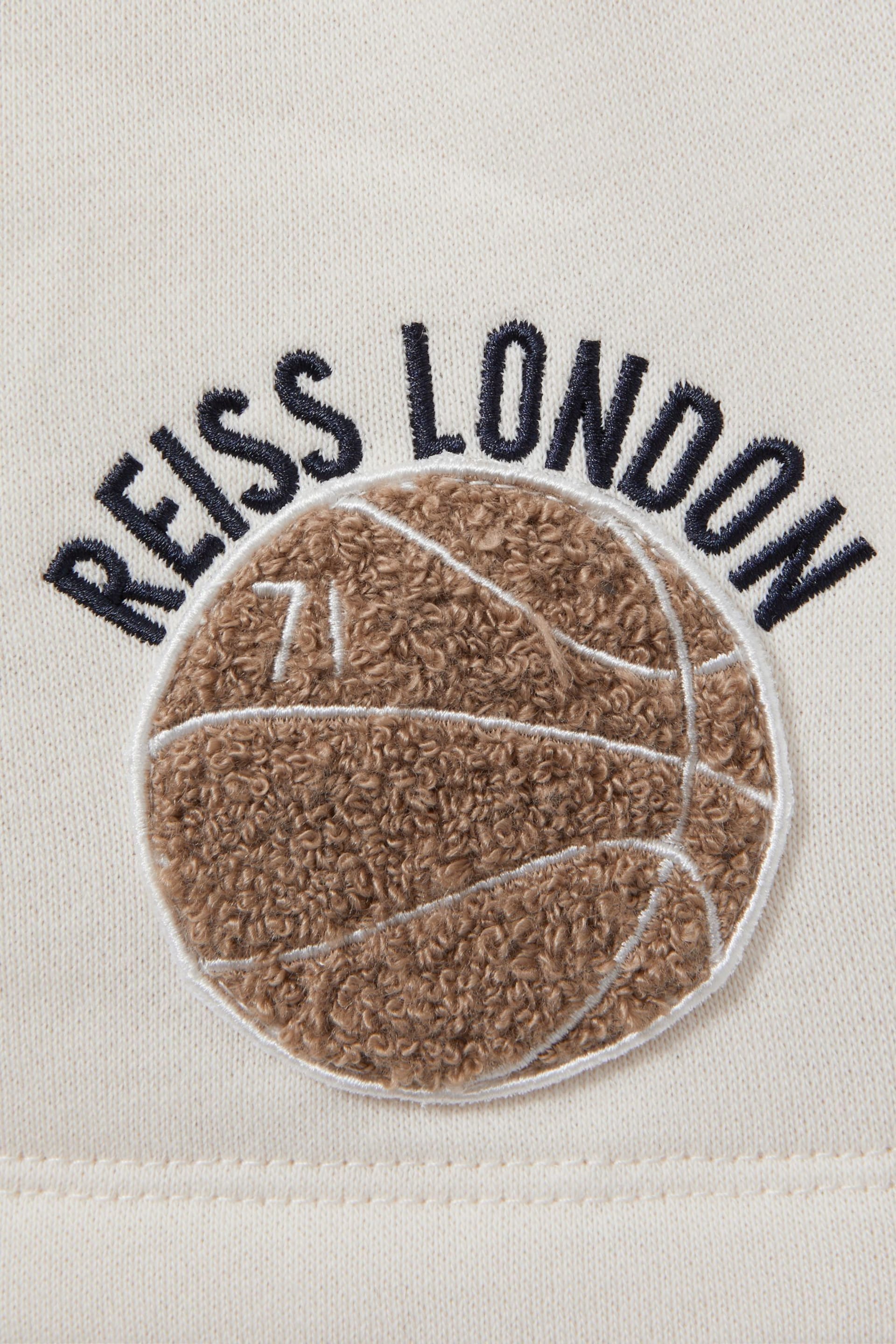 Reiss Off White Arto Junior Relaxed Embroidered Basketball Shorts - Image 4 of 4