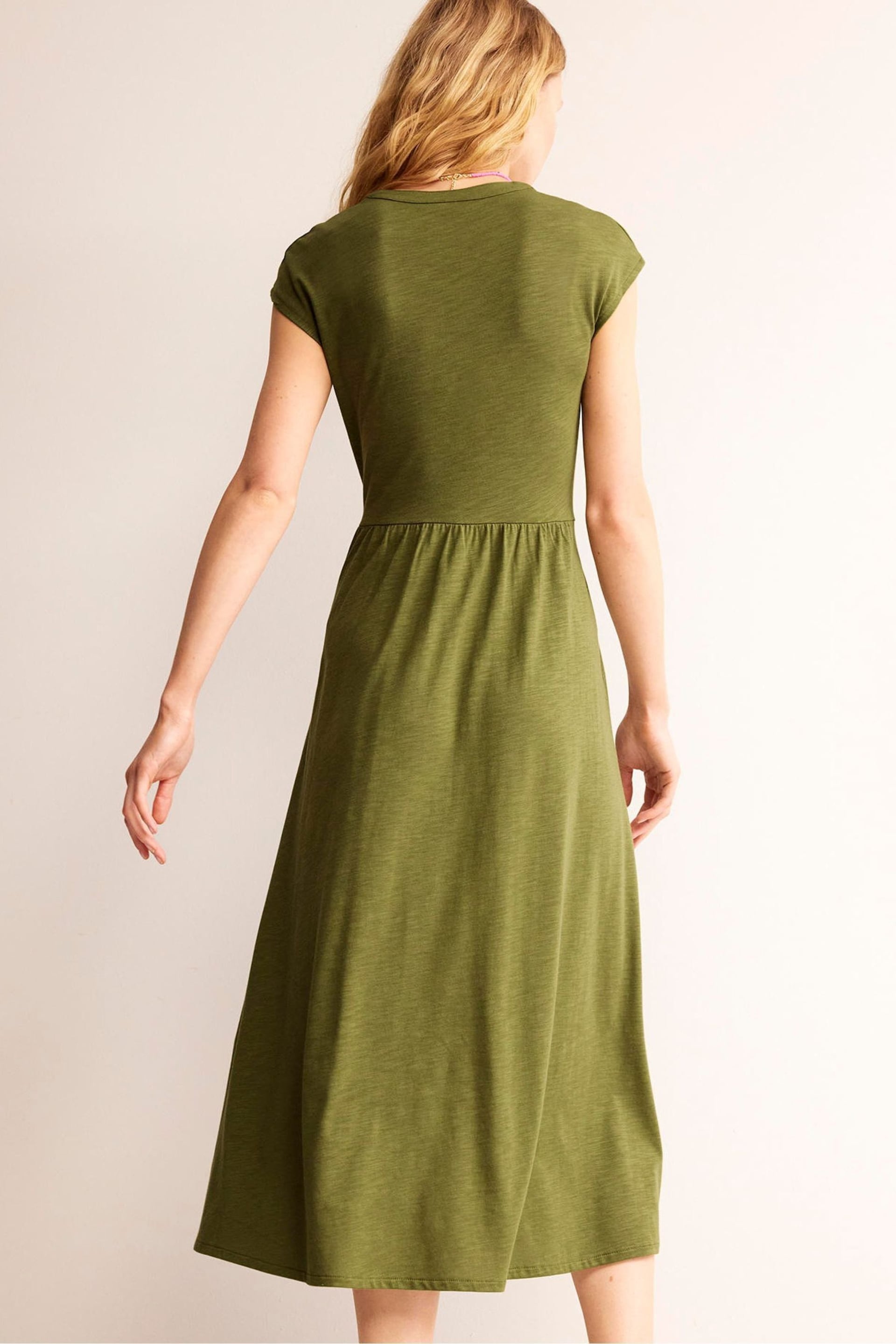 Boden Green Chloe Notch Jersey Midi Dress - Image 3 of 6