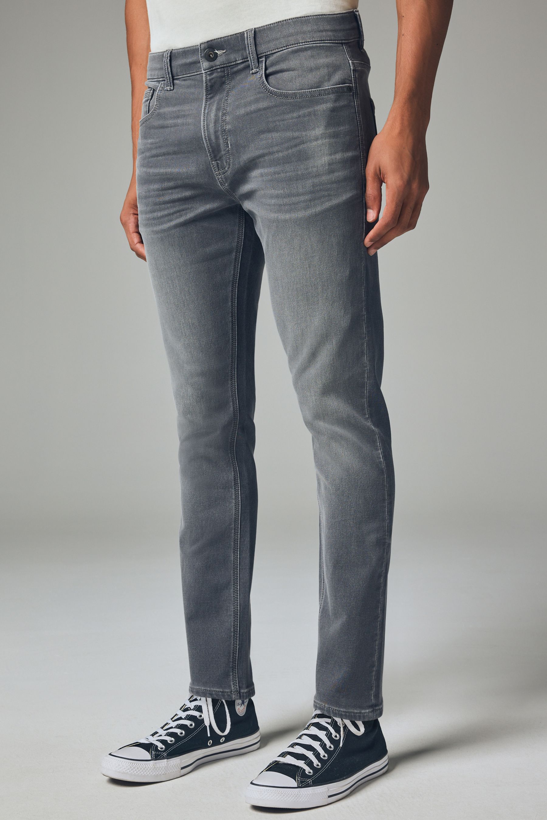 Grey Mid Skinny Fit Comfort Stretch Jeans