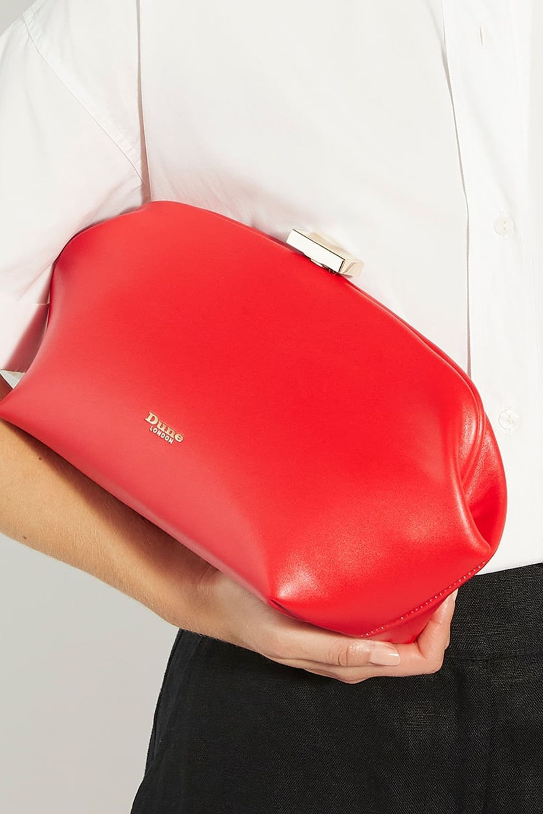 Buy Dune London Red Expect Cube Clasp Clutch Bag from Next Luxembourg