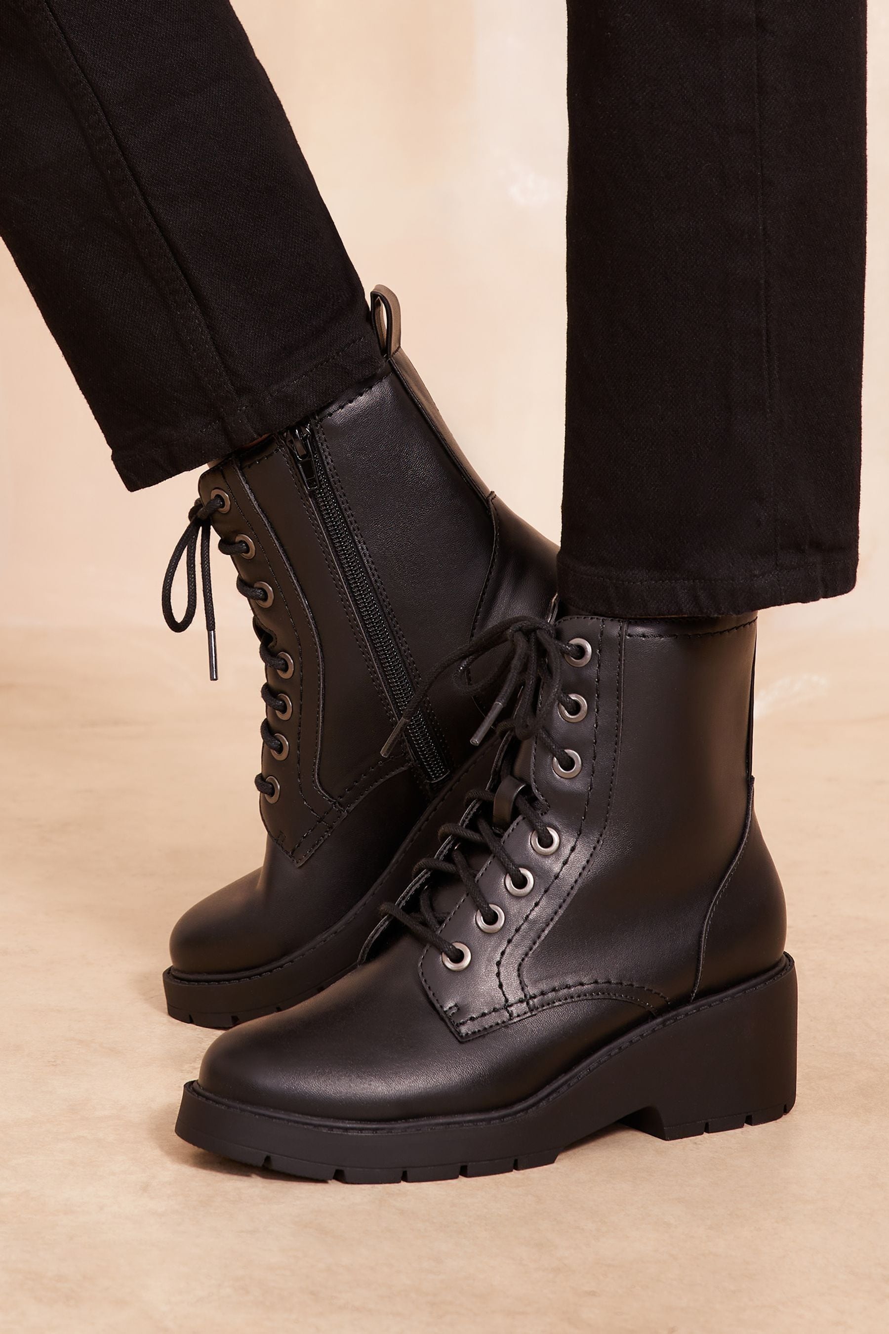 Low wedge black boots store