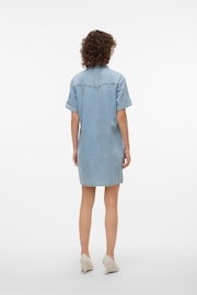 VERO MODA Blue Utility Denim Short Sleeve Shirt Dress - Image 2 of 7