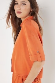 Apricot Orange Woven Cropped Shirt - Image 3 of 4