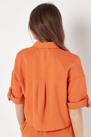 Apricot Orange Woven Cropped Shirt - Image 4 of 4