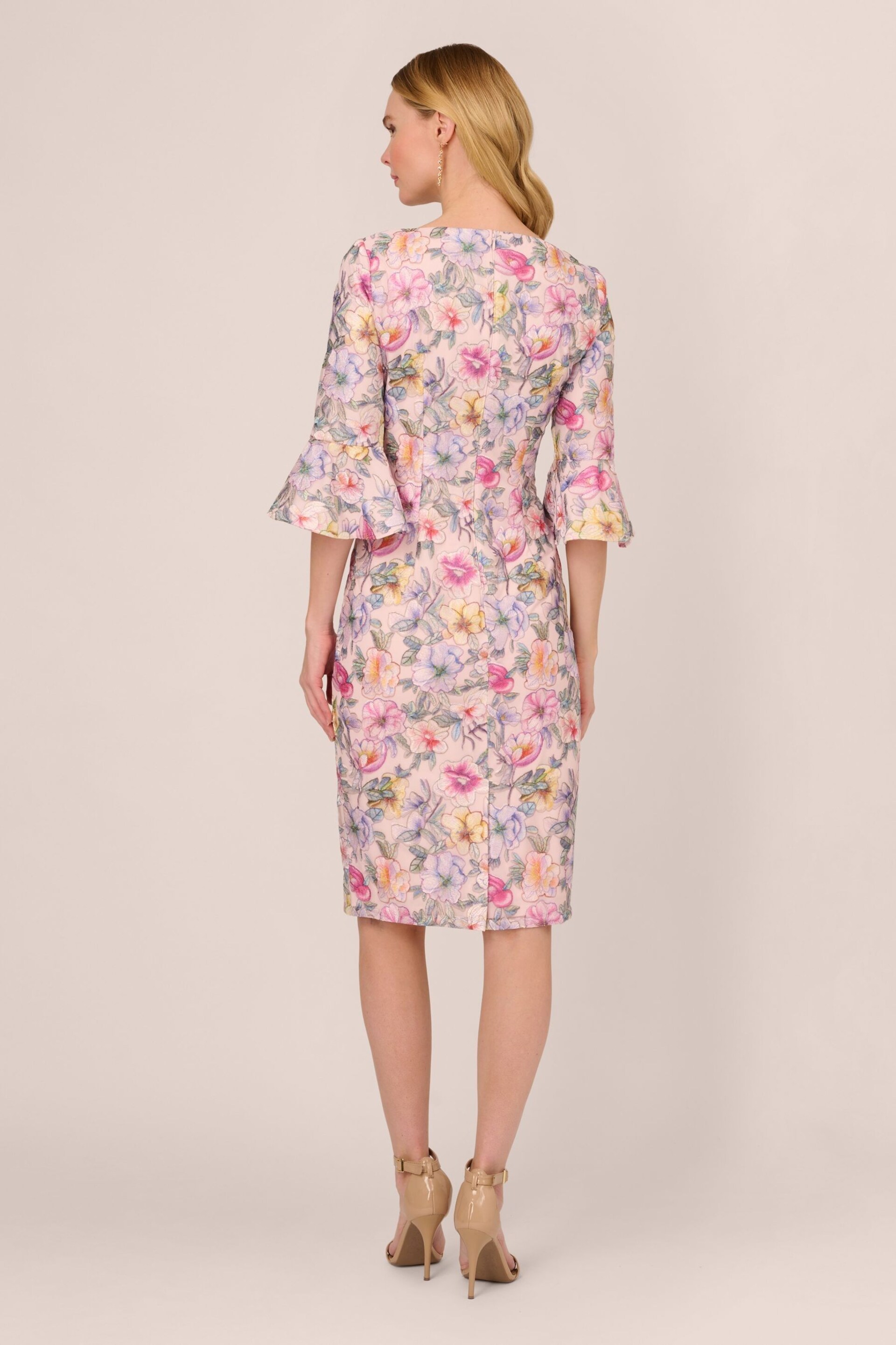 Adrianna Papell Pink Floral Printed Short Dress - Image 2 of 7