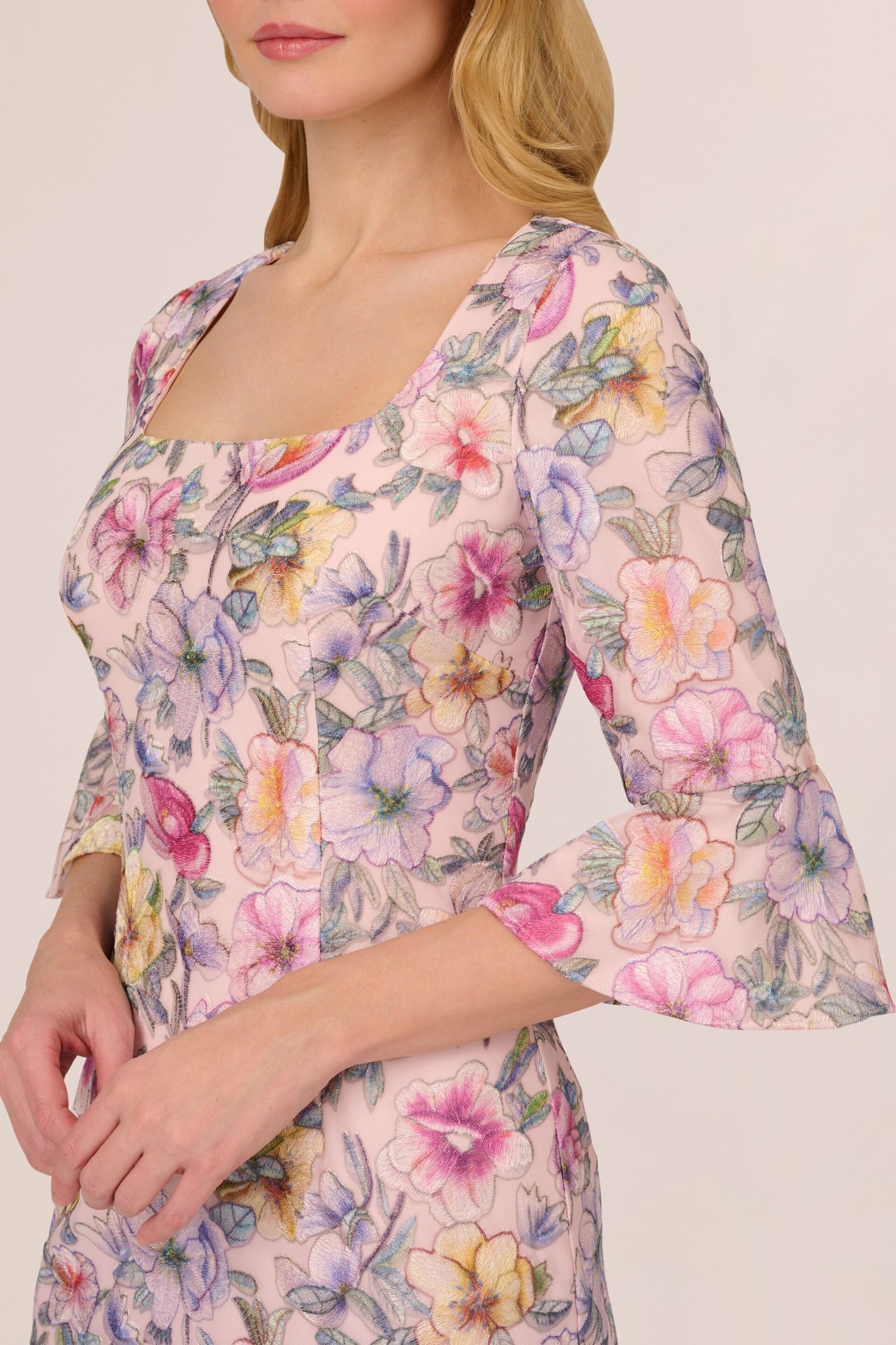 Adrianna Papell Pink Floral Printed Short Dress - Image 5 of 7