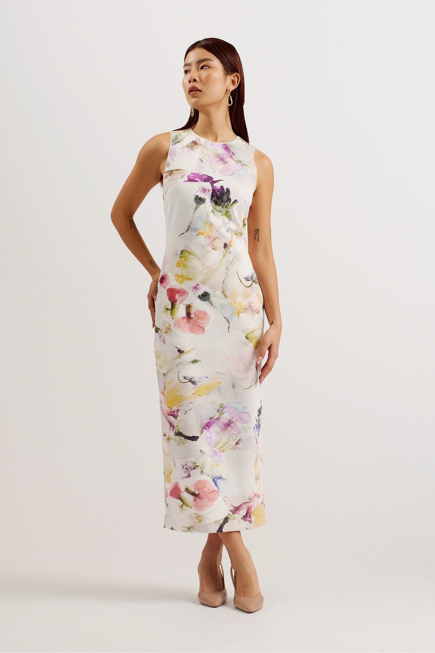 Buy Ted Baker White Printed Lilyha Scuba Bodycon Dress from Next Luxembourg