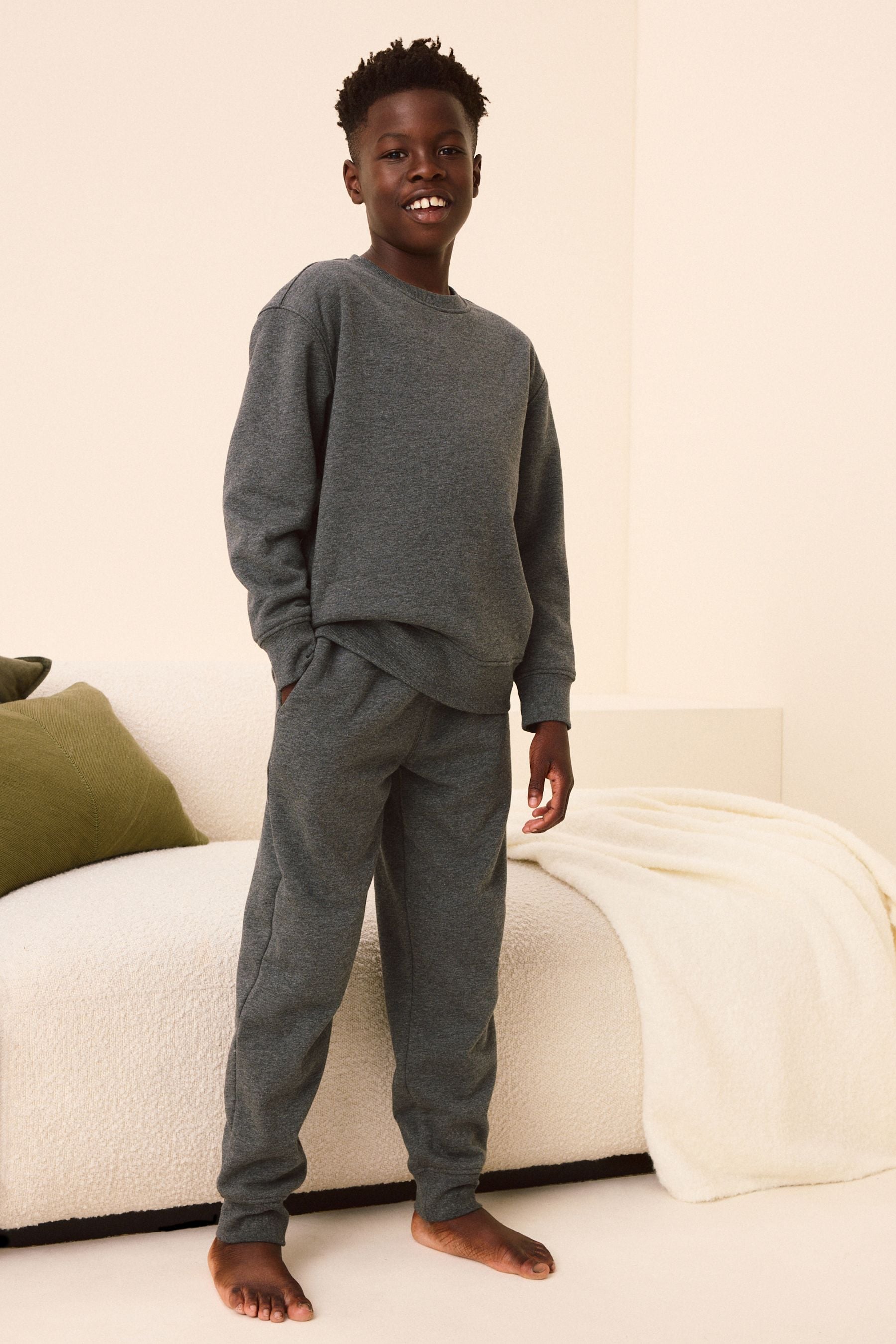 Buy Charcoal Grey Fleece Lined Loungewear Pyjamas 3 16yrs from the Next UK online shop