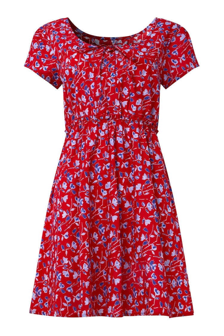 Joe Browns Red 100% Cotton Ditsy Print Scoop Neck Mini Dress - Image 7 of 7