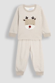 JoJo Maman Bébé Reindeer Stripe Pyjamas - Image 1 of 5