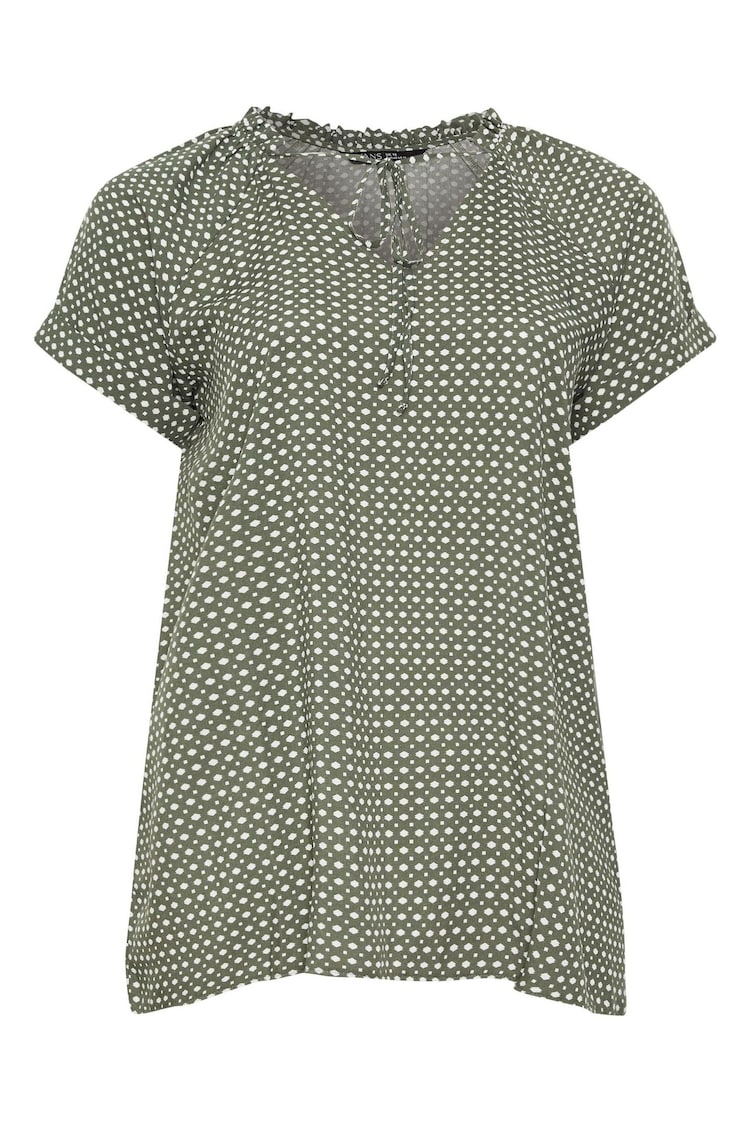 Evans Curve Dot Print Tie Neck Blouse - Image 5 of 5