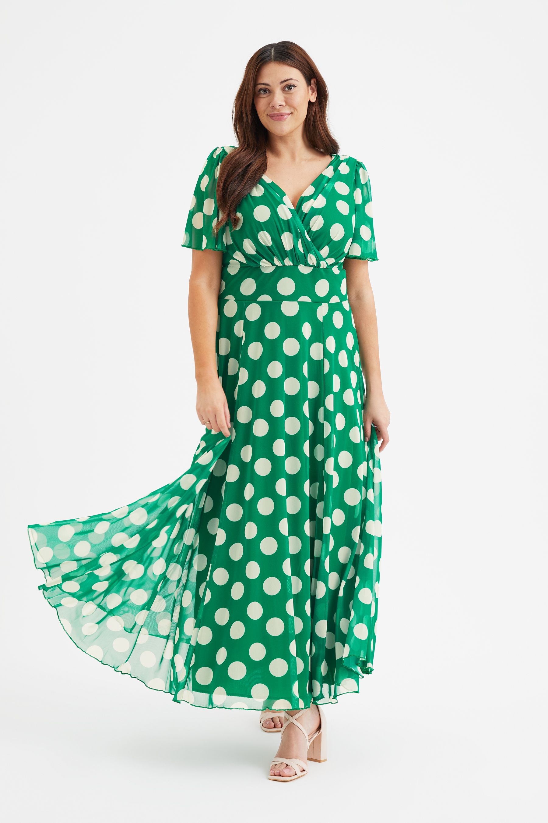 Buy Scarlett Jo Green Isabelle Angel Sleeve Maxi Dress from Next Luxembourg