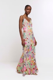 River Island Pink Floral Slip Maxi Dress - Image 1 of 4