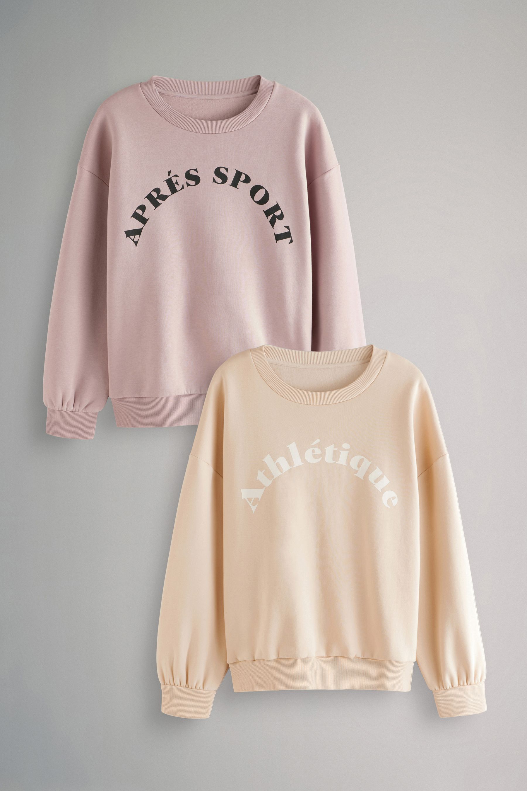 Buy The Set Pink Neutral 2 Pack Graphic Slogan Sweatshirts from the Next UK online shop