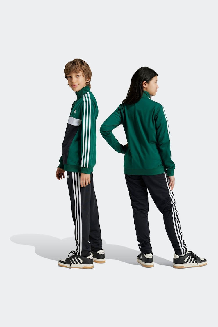 adidas Green/White Sportswear Essentials 3-Stripes Tiberio Tracksuit - Image 2 of 7