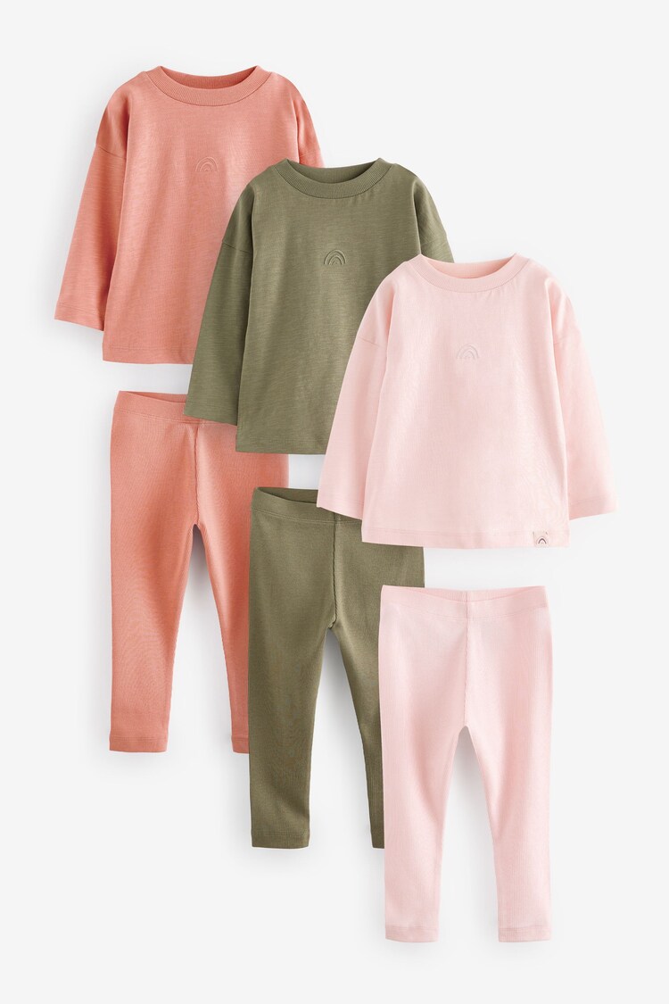 Green/Pink 100% Cotton Pyjamas 3 Pack (9mths-12yrs) - Image 1 of 7