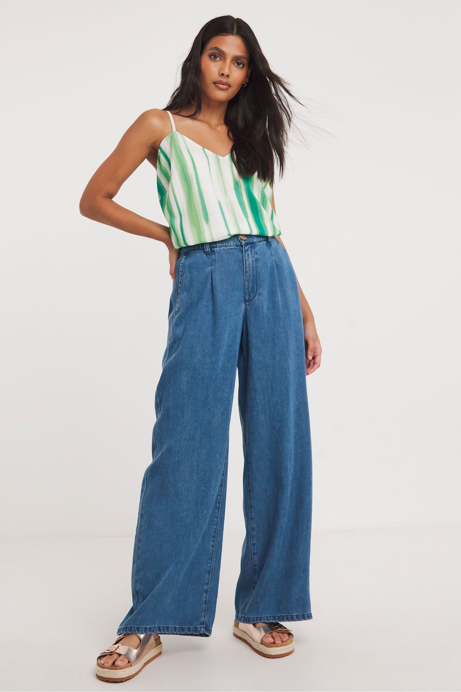 Buy JD Williams Blue Lyocell Soft Wide Leg Jeans from the Next UK online shop