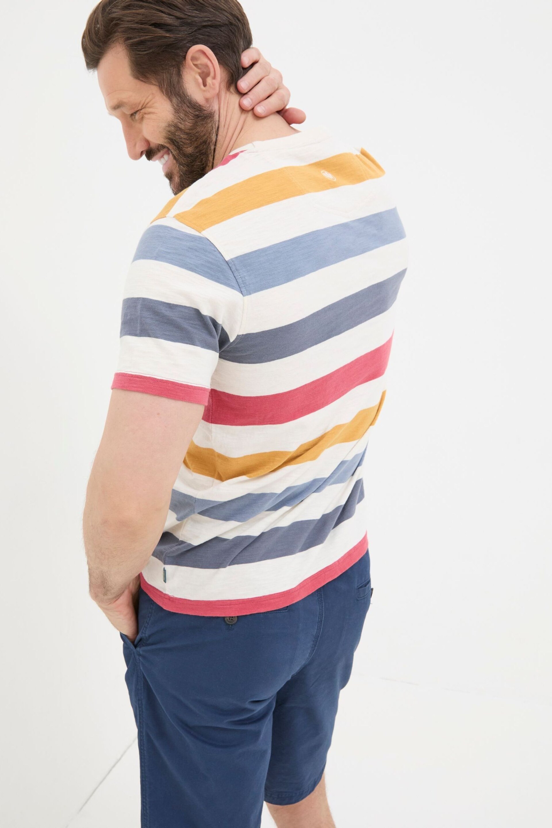 FatFace Natural Seacombe Block Stripe T-Shirt - Image 2 of 5