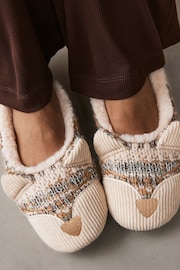 Neutral Cat Knitted Faux Fur Lined Ballet Slippers - Image 3 of 8