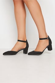 Long Tall Sally Black Micro Point Two Part Mid Heels - Image 1 of 5