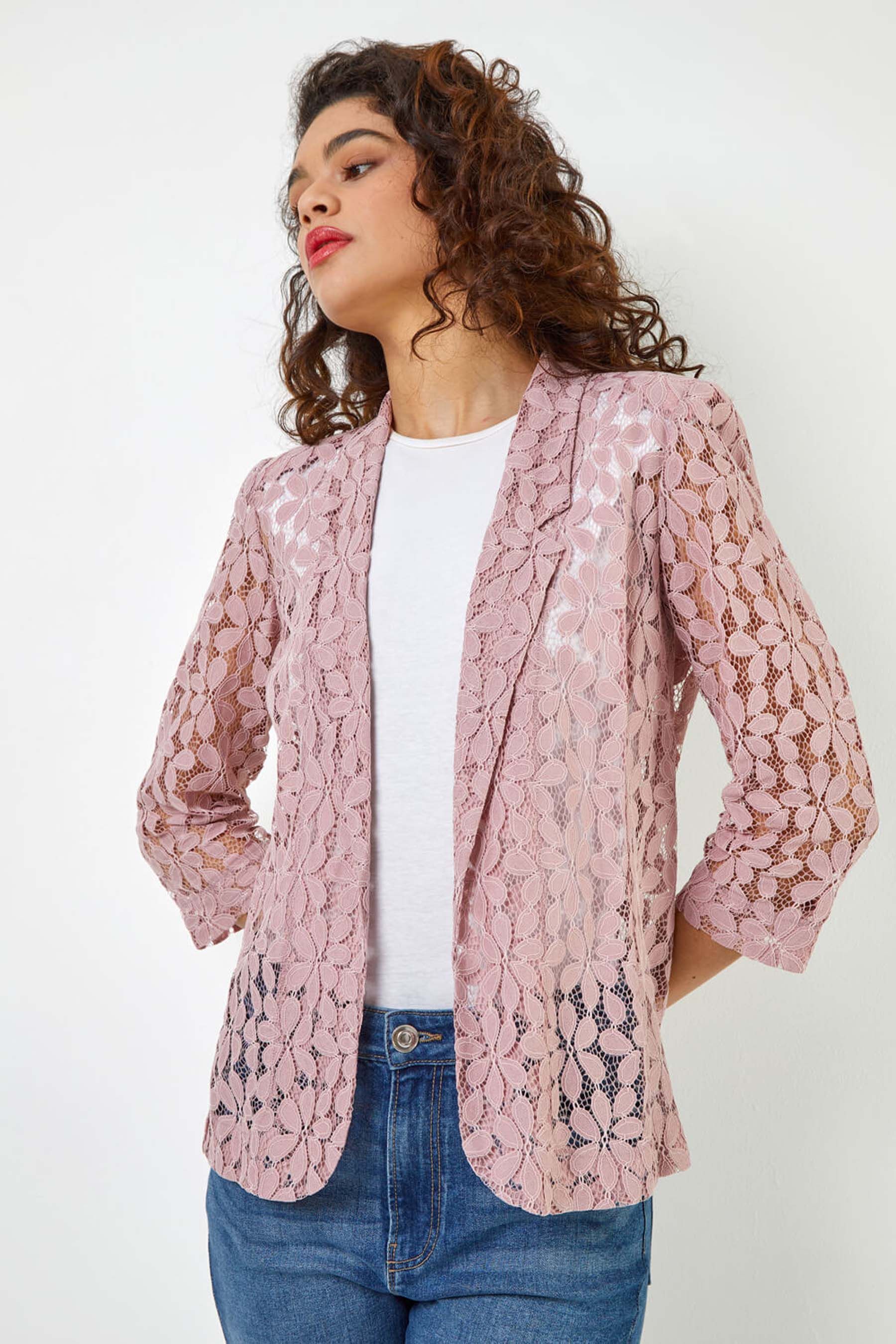 Buy Roman Pink Floral Lace Blazer Jacket from the Next UK online shop