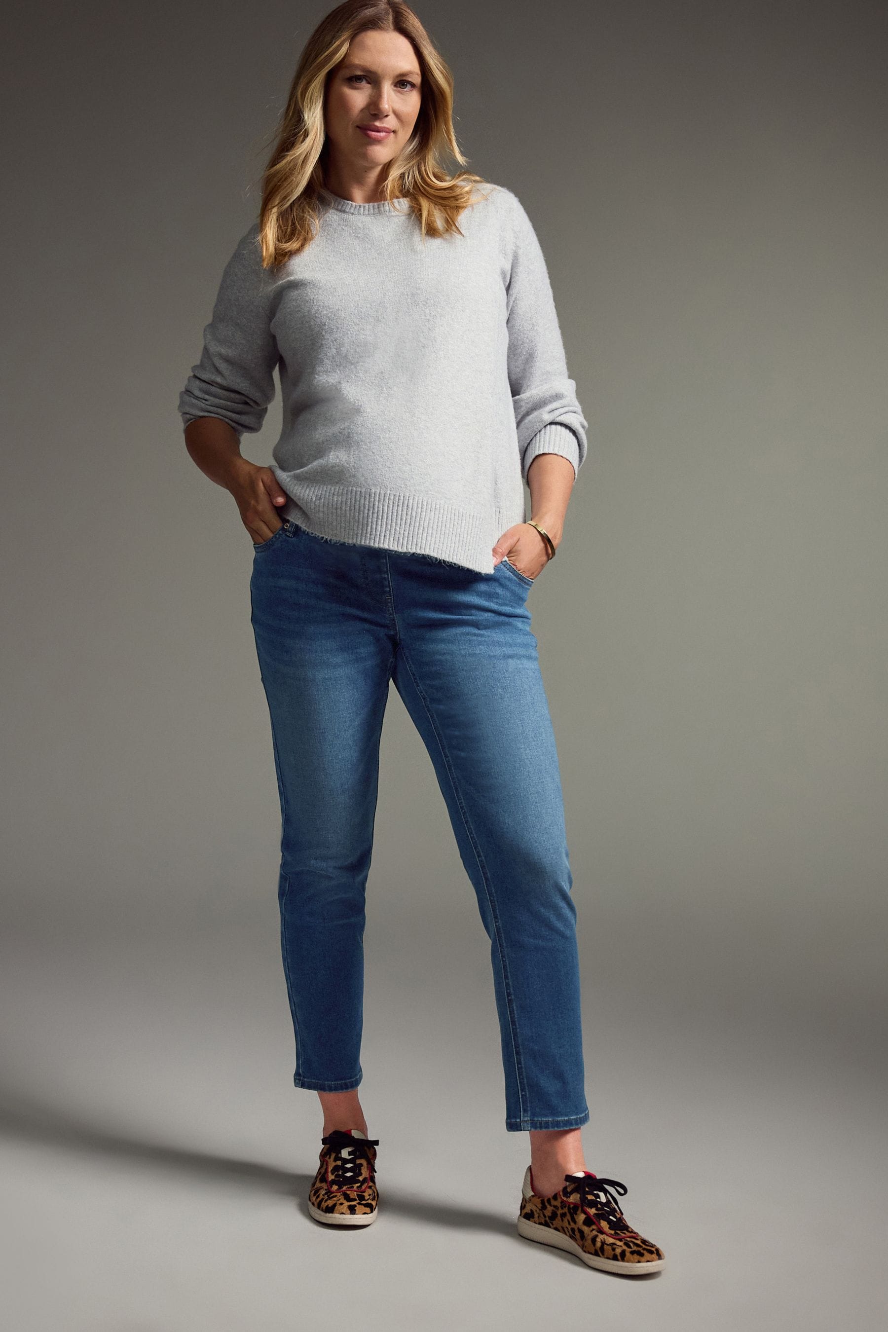 Buy Mid Blue Mom Maternity Denim Jeans from Next Luxembourg