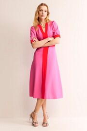 Boden Pink Petite Petra Puff Sleeve Ponte Dress - Image 1 of 5