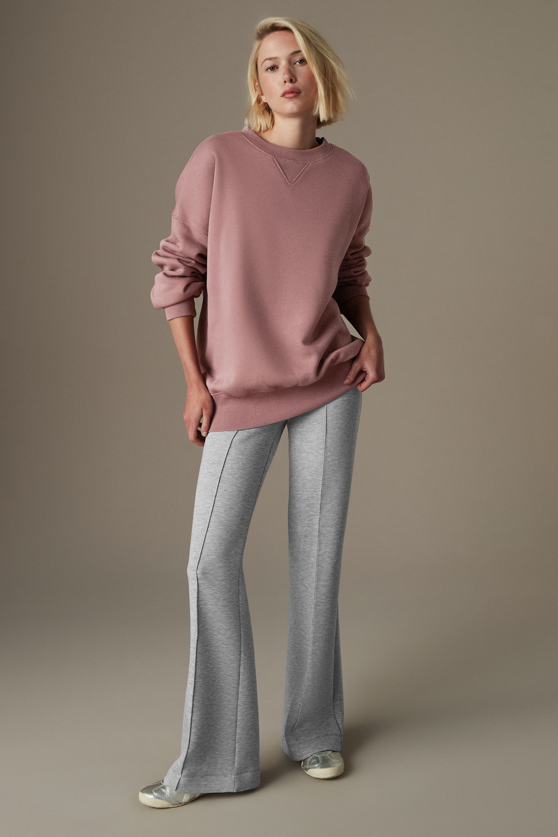 Longline crew neck sweatshirt on sale