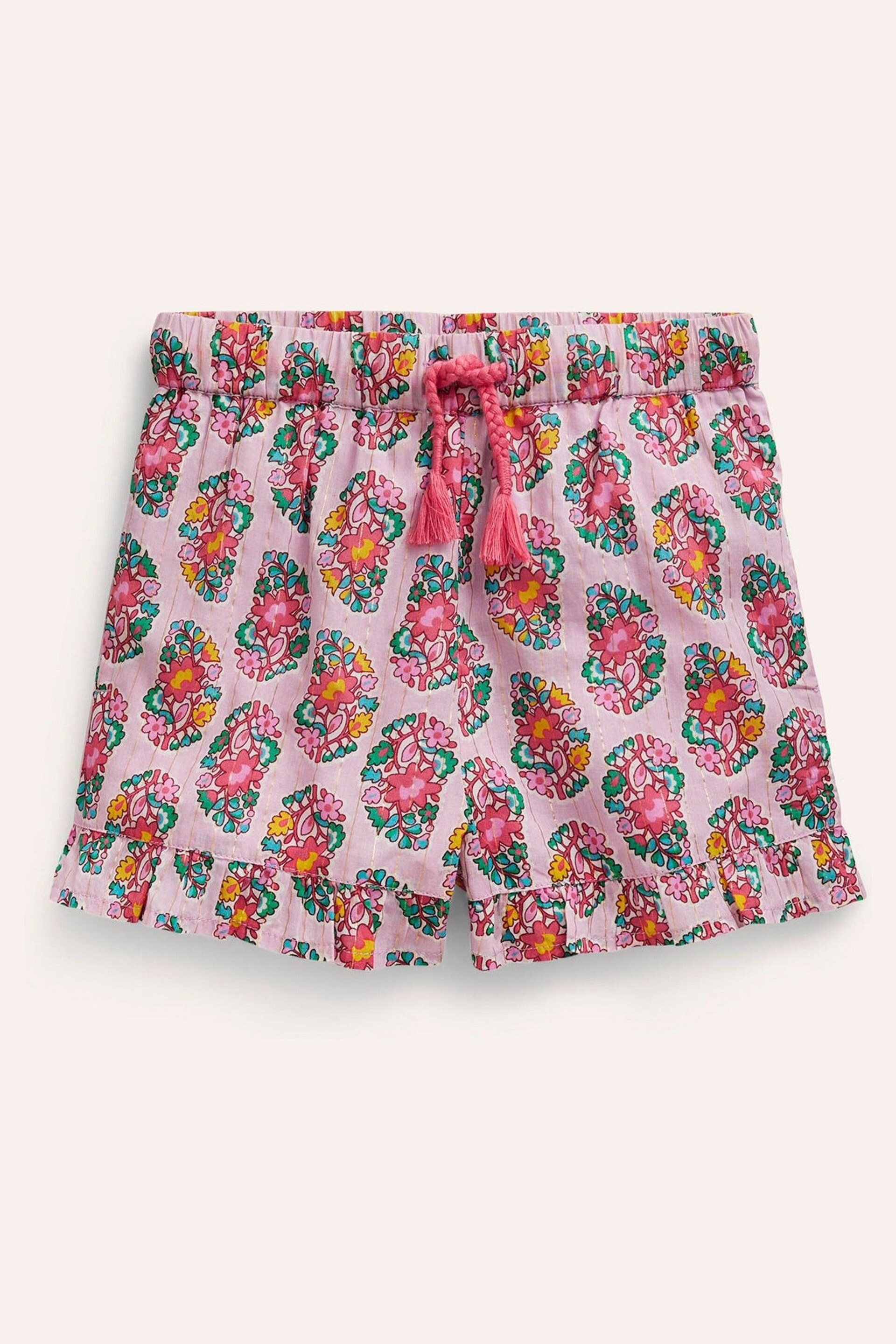 Boden Pink Frill Hem Woven Shorts - Image 1 of 3