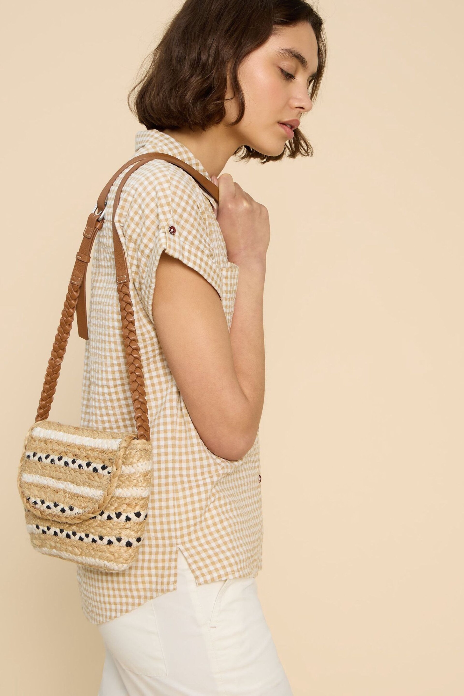 White Stuff Natural Demi Jute Mini Cross-Body Bag - Image 1 of 5