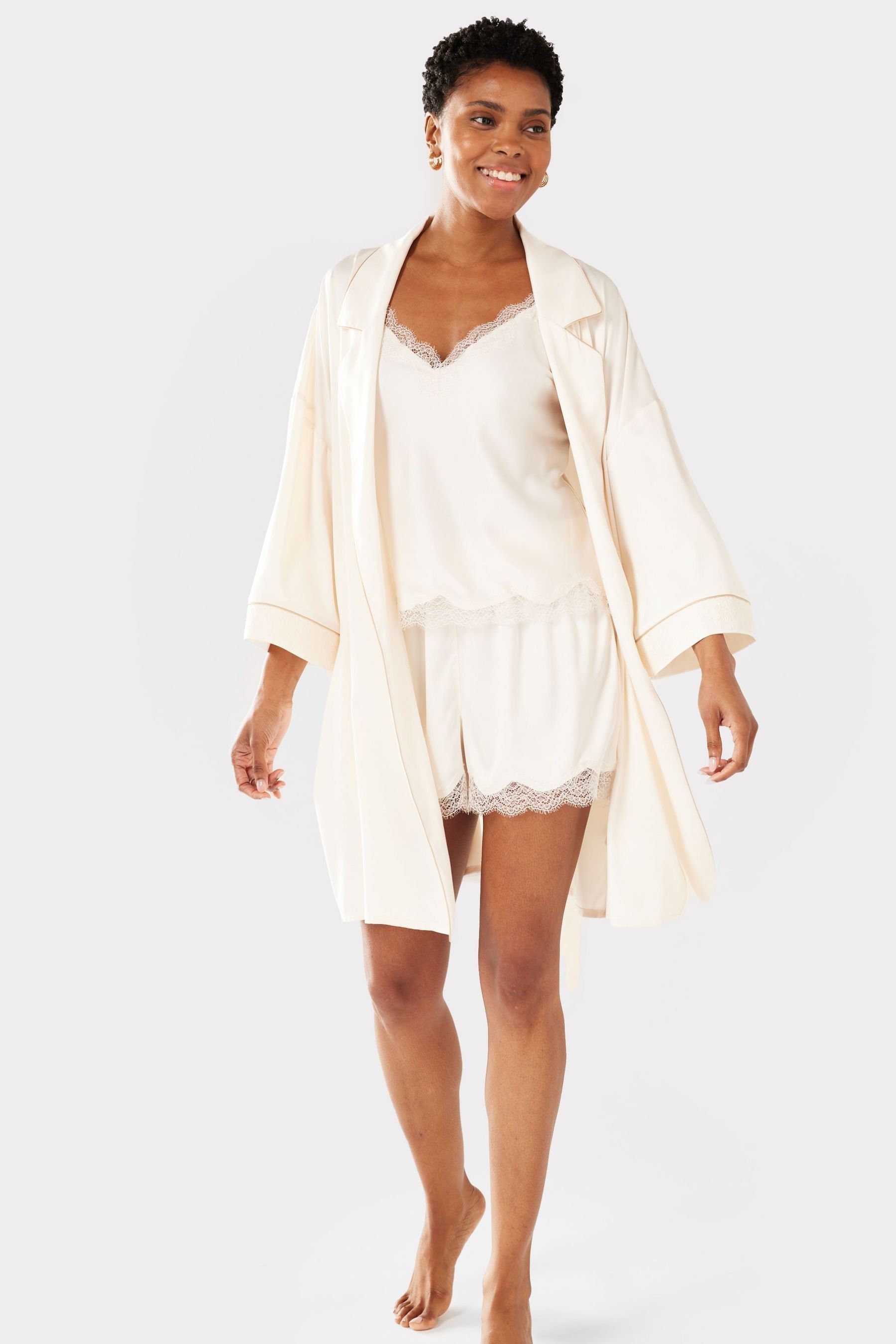 Satin lace dressing gown hotsell