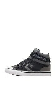 Converse Grey Junior High Pro Blaze Strap Leather Trainers - Image 3 of 11