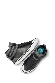 Converse Grey Junior High Pro Blaze Strap Leather Trainers - Image 9 of 11