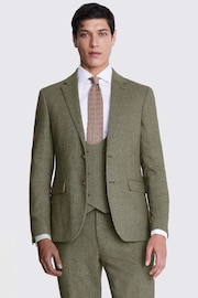 MOSS Sage Green Slim Fit Herringbone Tweed Jacket - Image 1 of 7