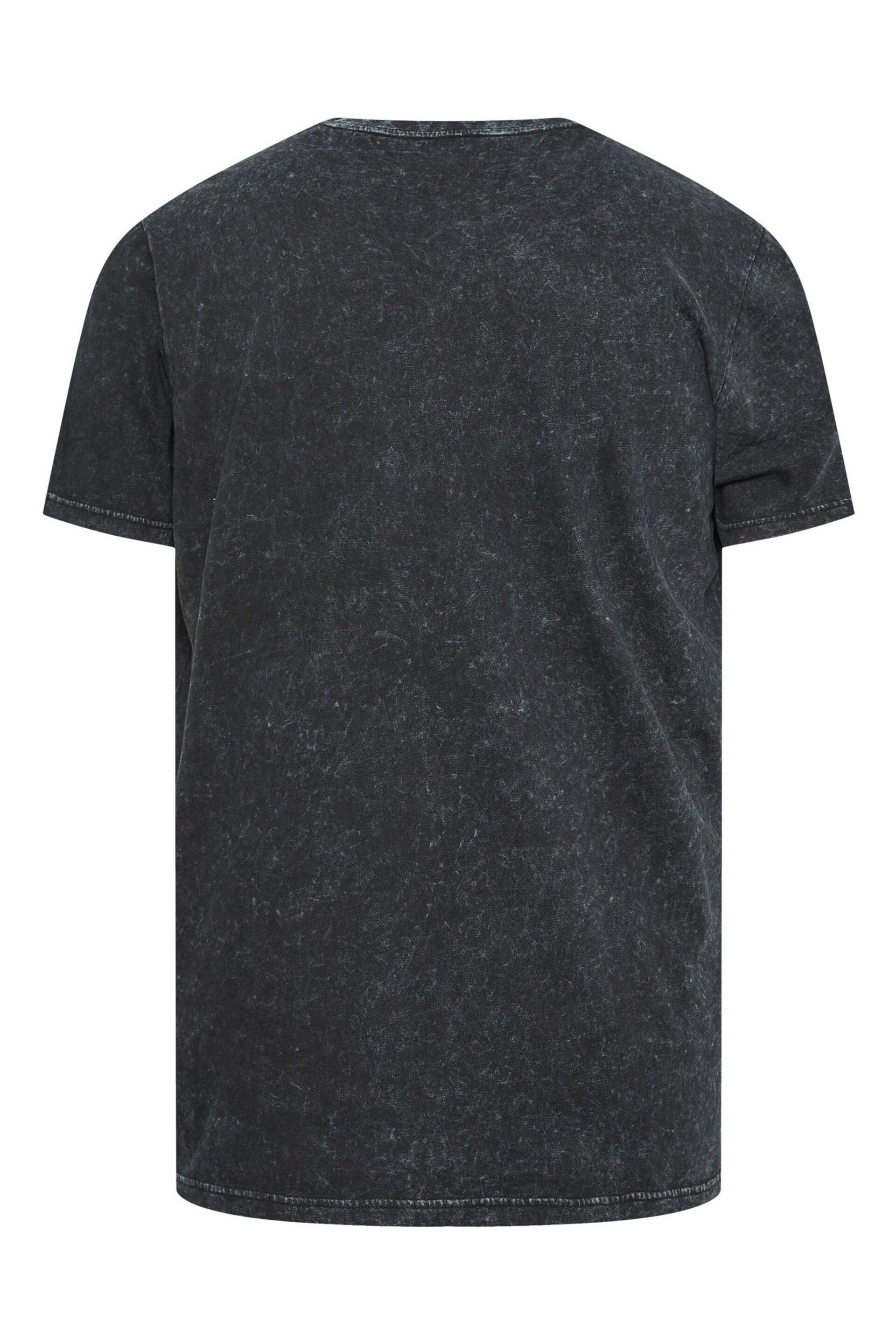 BadRhino Big & Tall Grey Acid Wash Printed T-Shirt - Image 3 of 3