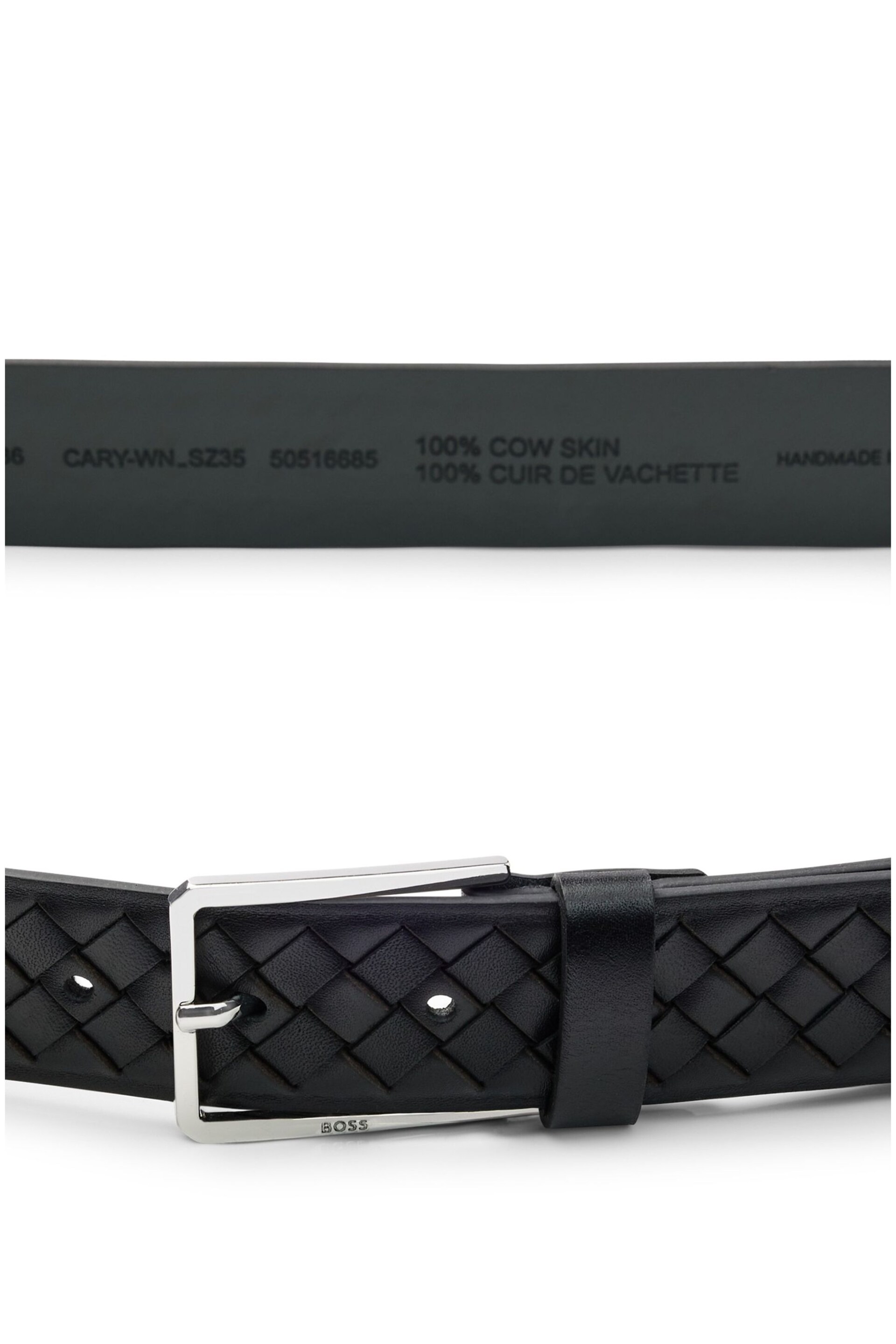 BOSS Black Woven Leather Belt - Image 3 of 5