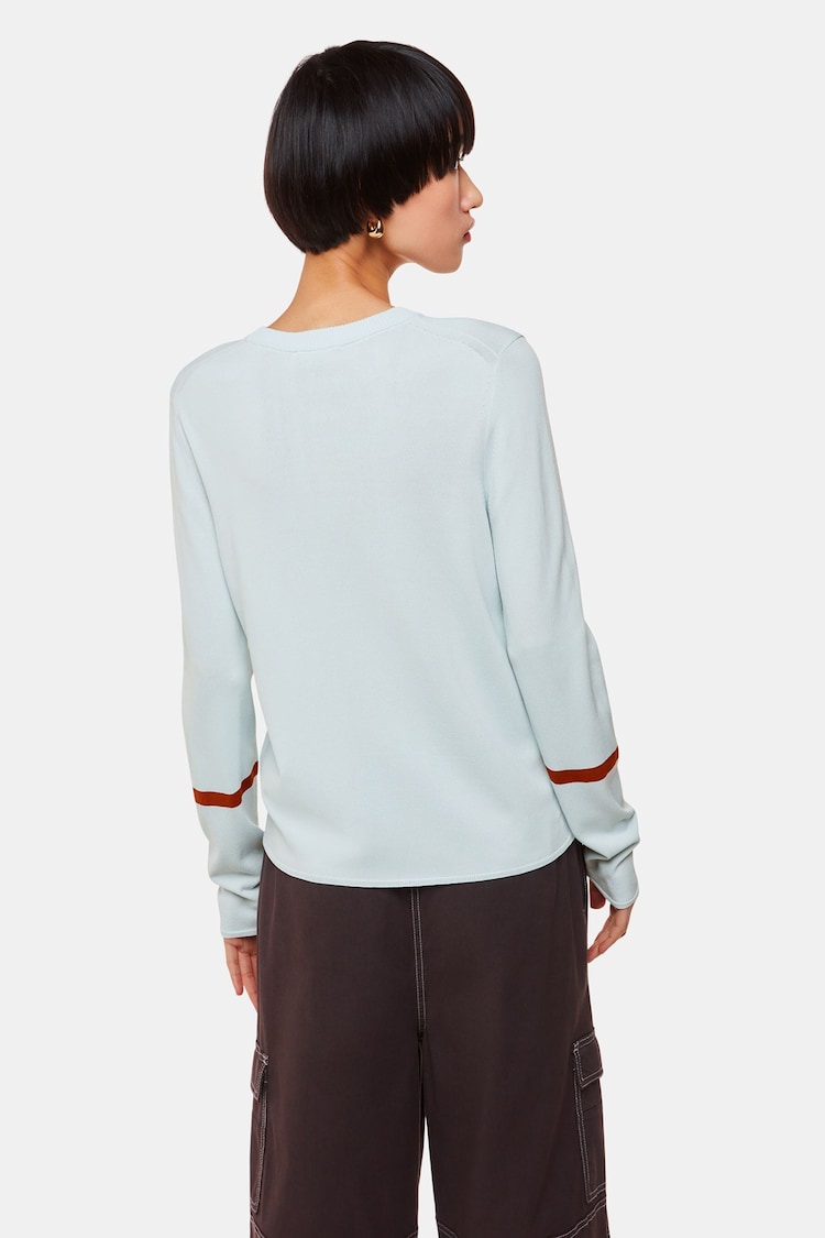 Whistles Blue Stripe Sleeve Detail Crew Jumper - Image 2 of 5