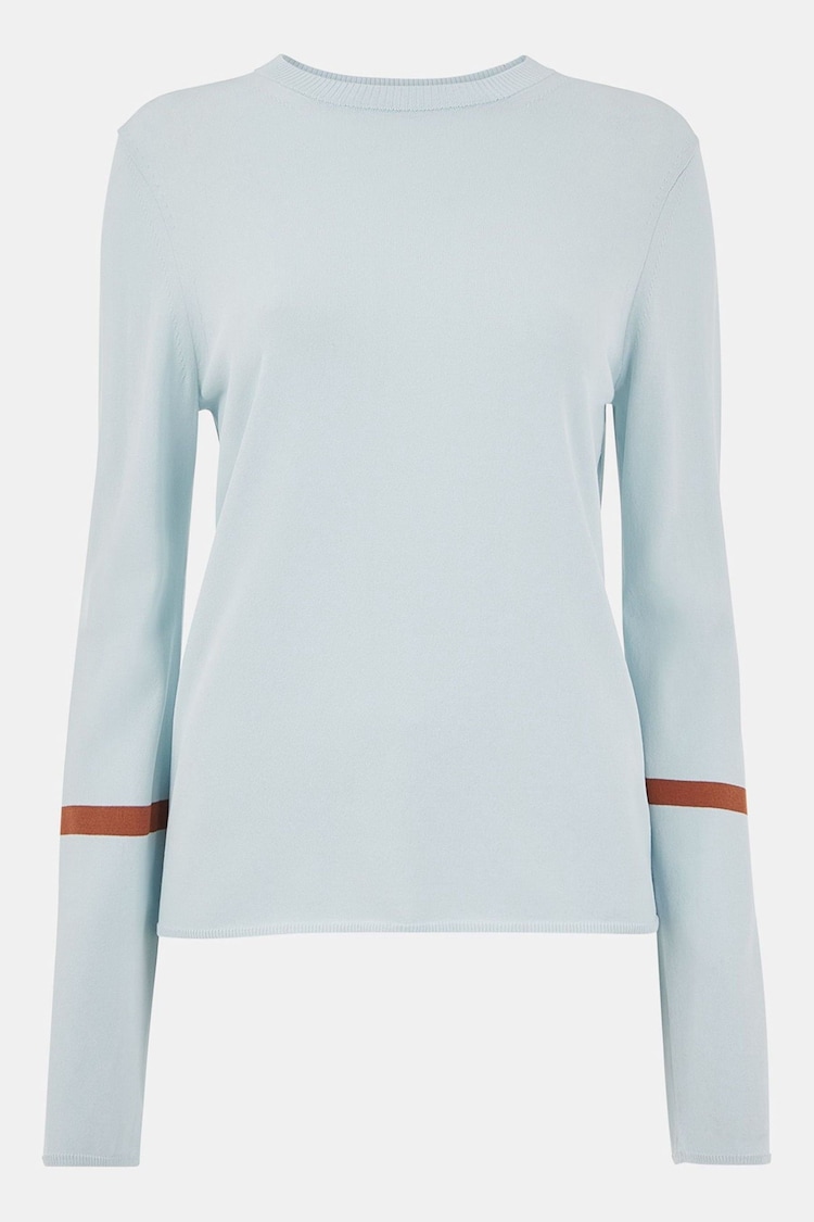 Whistles Blue Stripe Sleeve Detail Crew Jumper - Image 5 of 5