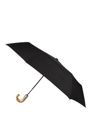 Totes Black ECO-BRELLA® Auto Open Wood Crook Handle Umbrella - Image 3 of 3