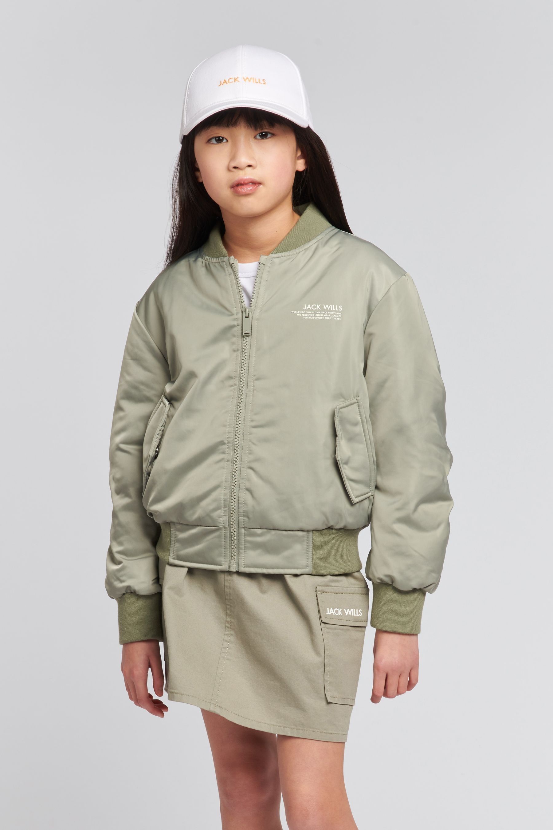 Jack Wills Girls Grey Utility Bomber Jacket 1516years