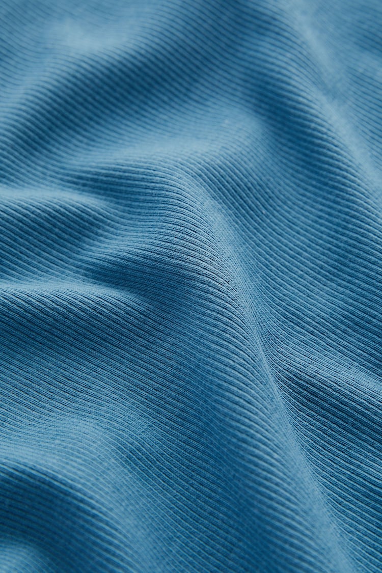 Blue Premium Ribbed Scoop Tank Vest Sleeveless Top - Image 8 of 8