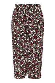 Yours Curve Black Ditsy Floral Print Wide Leg Cropped Trousers - Image 5 of 5