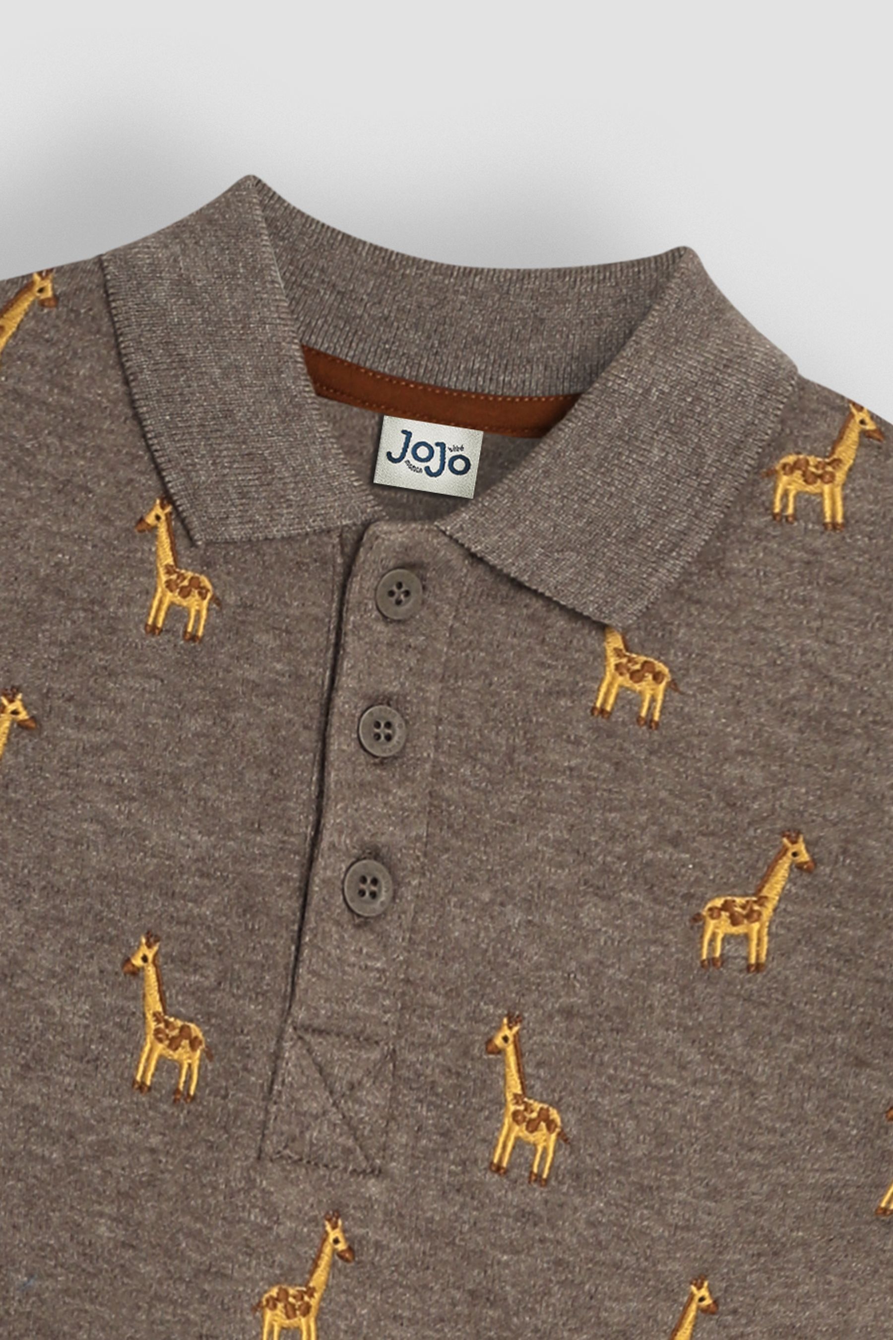 Buy JoJo Maman Bebe Mocha Brown Giraffe Long Sleeve Embroidered Polo Shirt from Next Canada