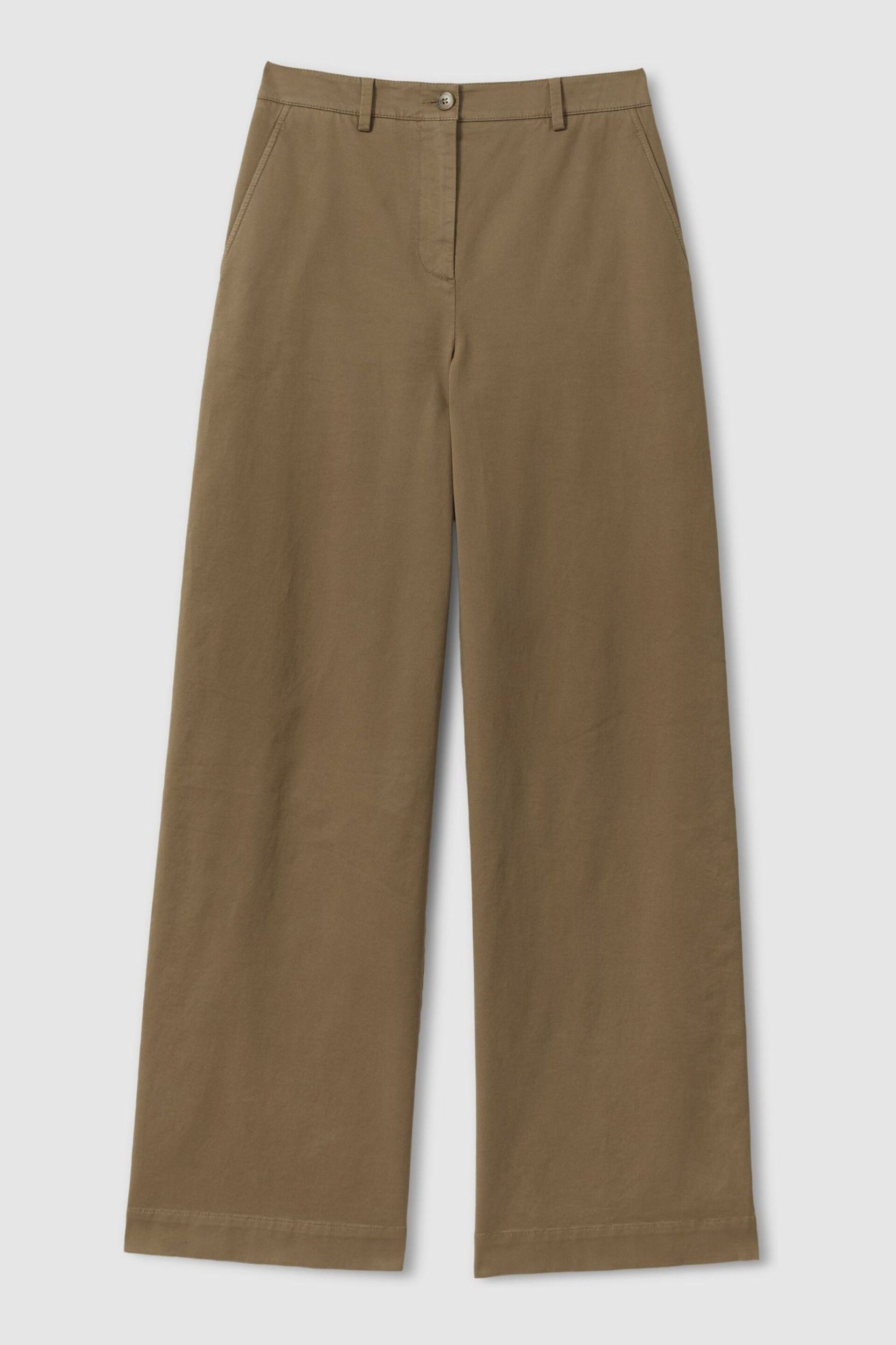 Reiss Dark Camel Eva Cotton Blend Wide Leg Trousers - Image 2 of 6